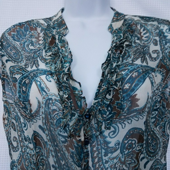 Banana Republic Sheer Floral Blouse Size MP - Picture 4 of 8